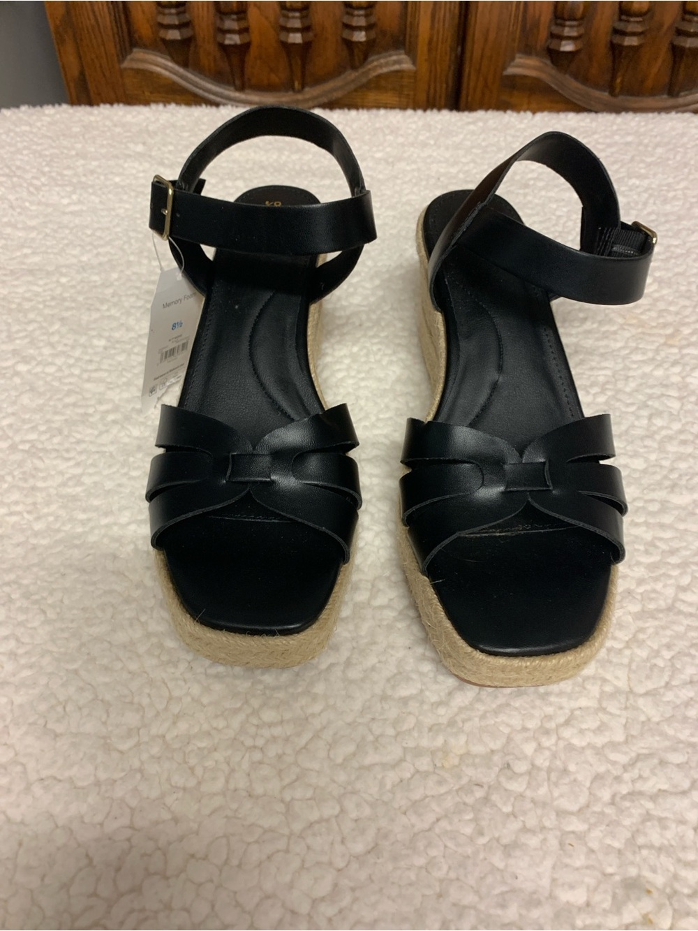 Time & Tru Women's Black Espadrille Platform Sandals Size 8 1/2 NEW Wedge heel - Picture 10 of 10